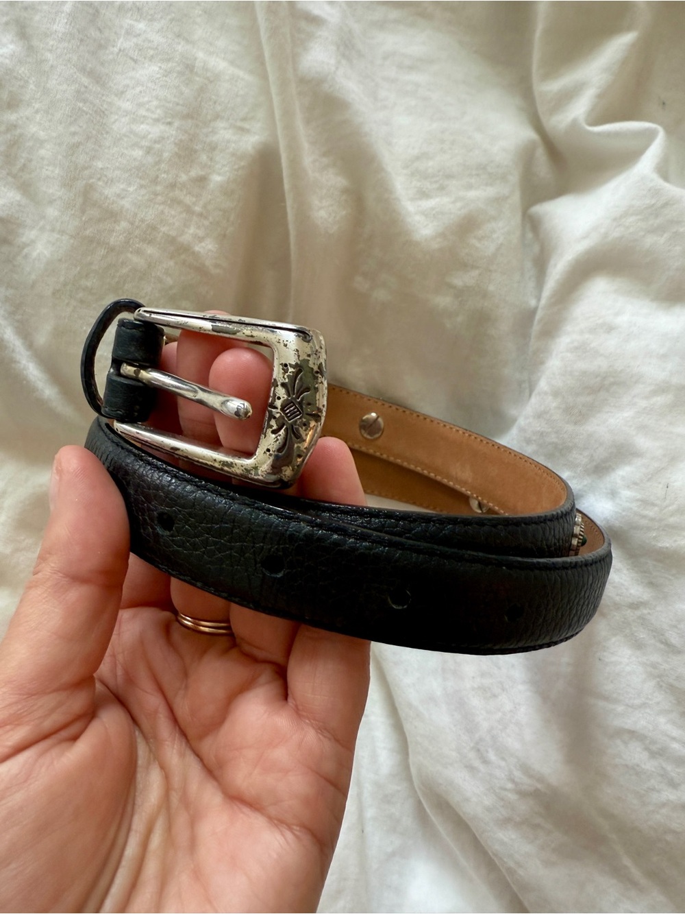 Vintage Brighton Belt Embellished Hearts/Stones Leather Black - Picture 5 of 5